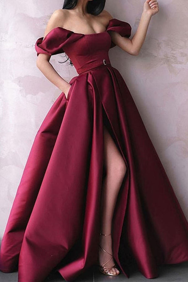burgundy prom dress