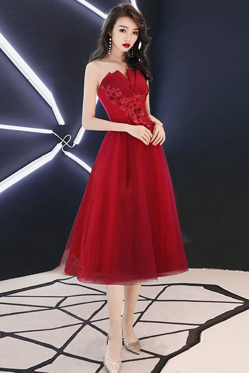 Burgundy tulle lace short prom dress burgundy lace homecoming dress