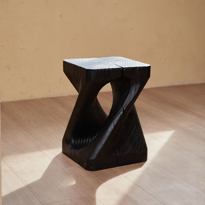 Sculptural Charred Wood Coffee Tables & Stools – Sustainable Café Decor