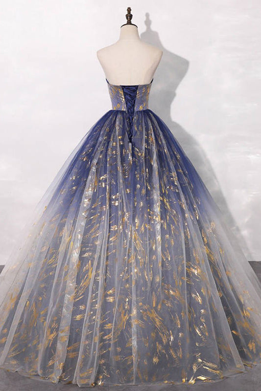 Unique tulle lace long prom gown, tulle evening dress