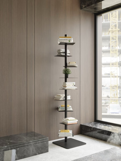 Minimalist Metal Spine Bookshelf | Vertical Tower Bookcase