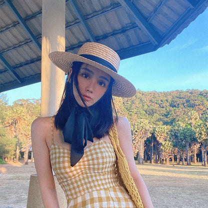 Wide Boater Hat - Flat Top