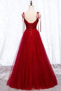 Burgundy sweetheart beads long prom dress, burgundy evening dress