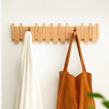 Modern Wooden Wall Hook Rack – Foldable, Space-Saving Coat Rack for Entryway, Bathroom, and Bedroom