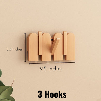Modern Folding Wooden Wall Hook Rack (3–12 Hooks)