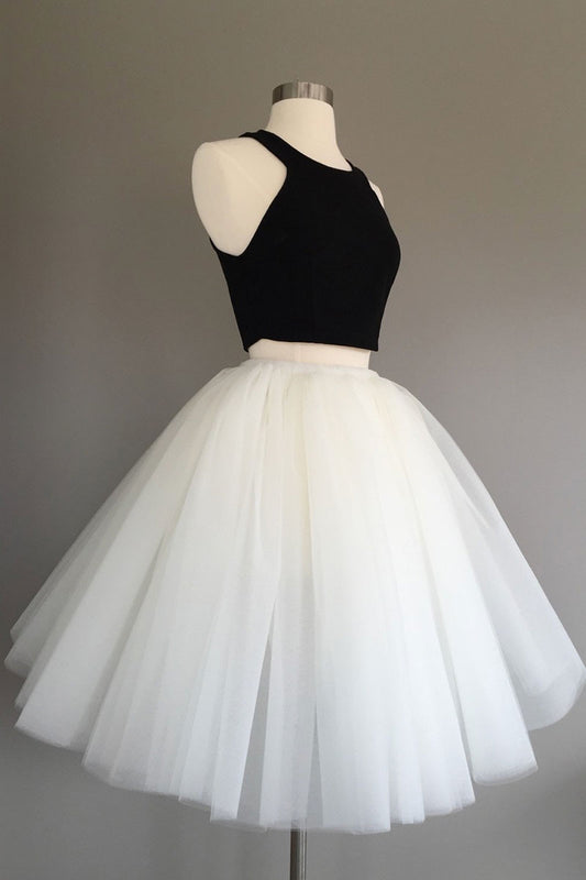 Simple two pieces tulle short prom dress, cute homecoming dress
