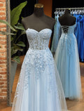 Unique Sweetheart  Neck Tulle Lace Long Prom Dress, Lace Long Formal Dress