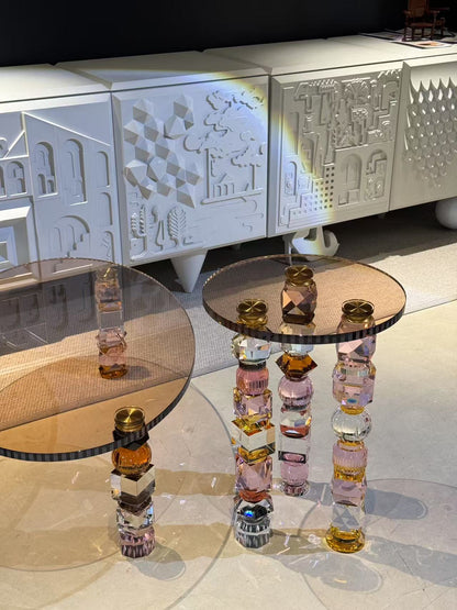 Crystal & Amber Glass Luxury Accent Table