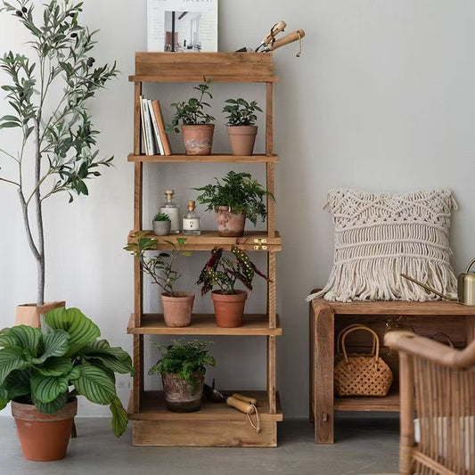 Modular Solid Wood Folding Bookshelf – 2-in-1 Transformable Display Rack & Room Divider