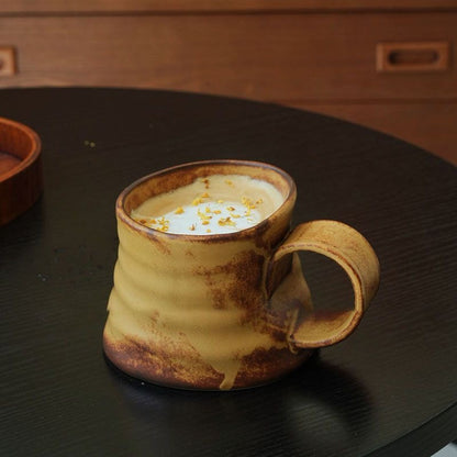 Rustic Handmade Ceramic Mug – Artisan Coffee Cup with Unique Handle Design