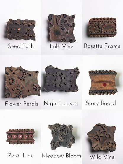 Vintage Hand-Carved Indian Wooden Block Stamp | Artisan Tabletop Decor & Textile Press