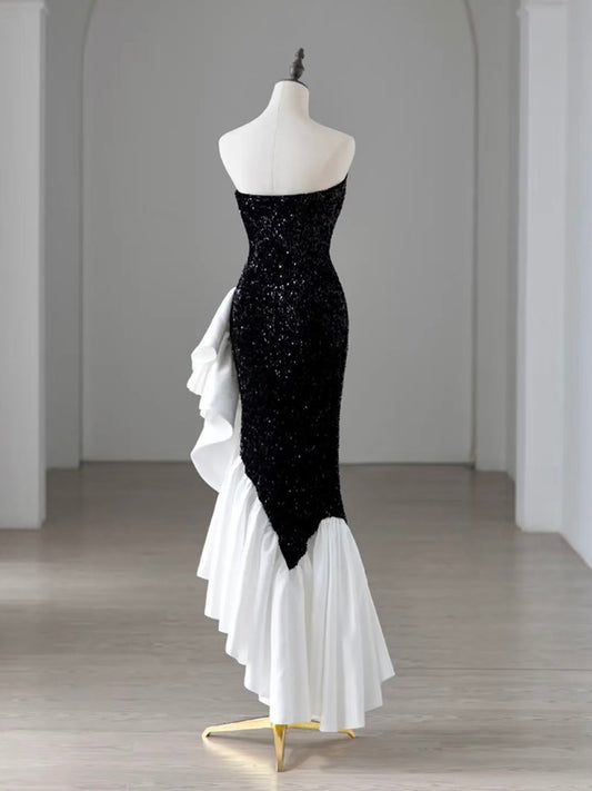 Mermaid Sequin Black Long Prom Dress, Black Long Formal Dress