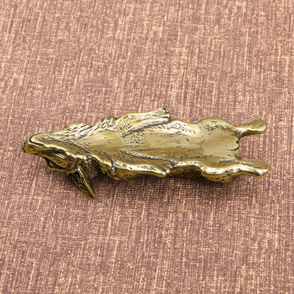 Retro Solid Brass Corgi Dog Statue Lovely Animal Figurines Ornaments Sculpture