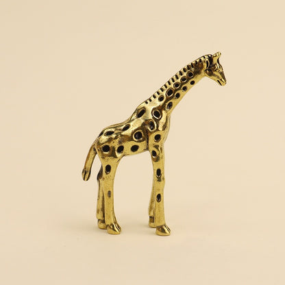 Solid Brass Giraffe Figurine – Elegant Mini Home Decor
