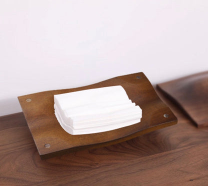 Sculpted Solid Wood Tissue Box Cover