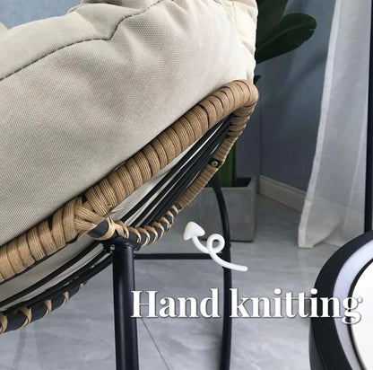 Outdoor Papasan Rattan Rocking Chair with Soft Cushion