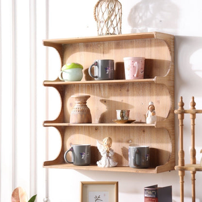 Maison Scalloped Tiered Wall Shelf | Rustic Pine Display Riser