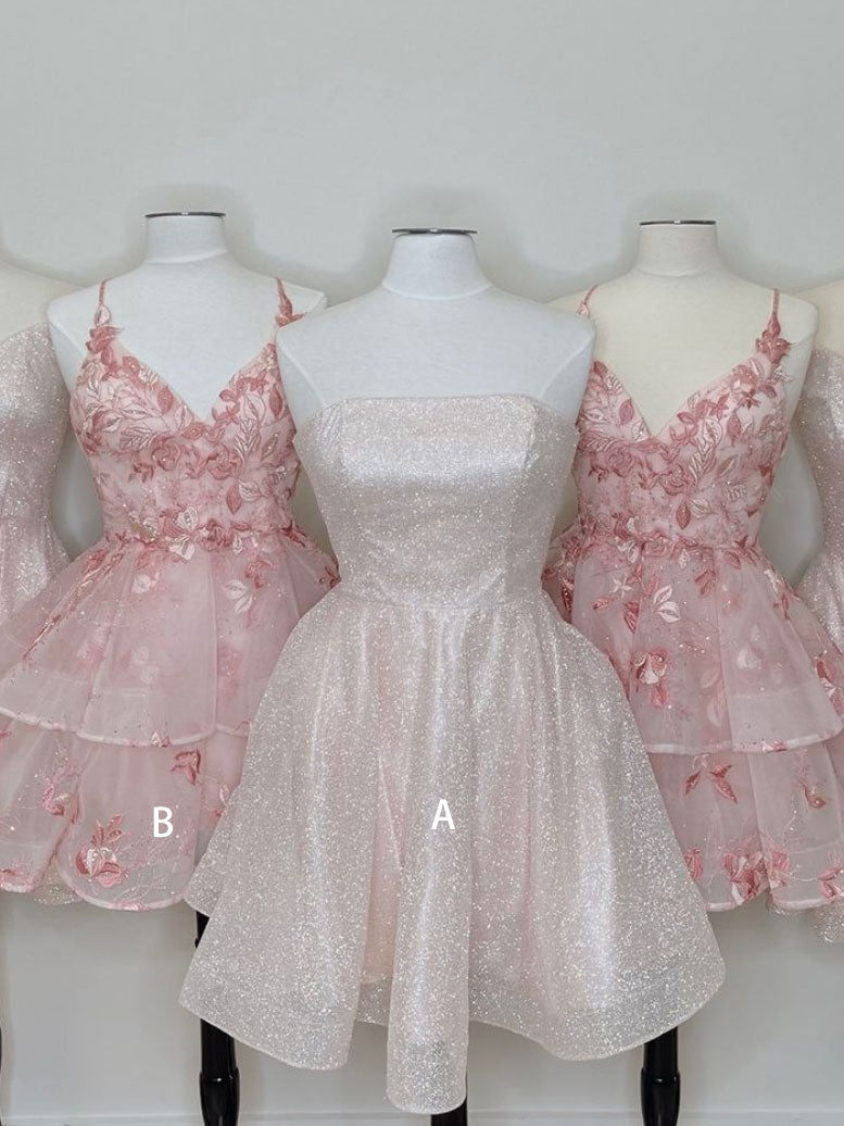 Cute tulle lace short prom dress, tulle homecoming dress