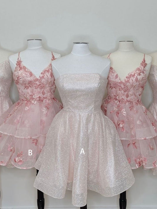 Cute tulle lace short prom dress, tulle homecoming dress