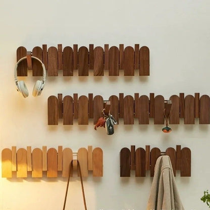Modern Folding Wooden Wall Hook Rack (3–12 Hooks)