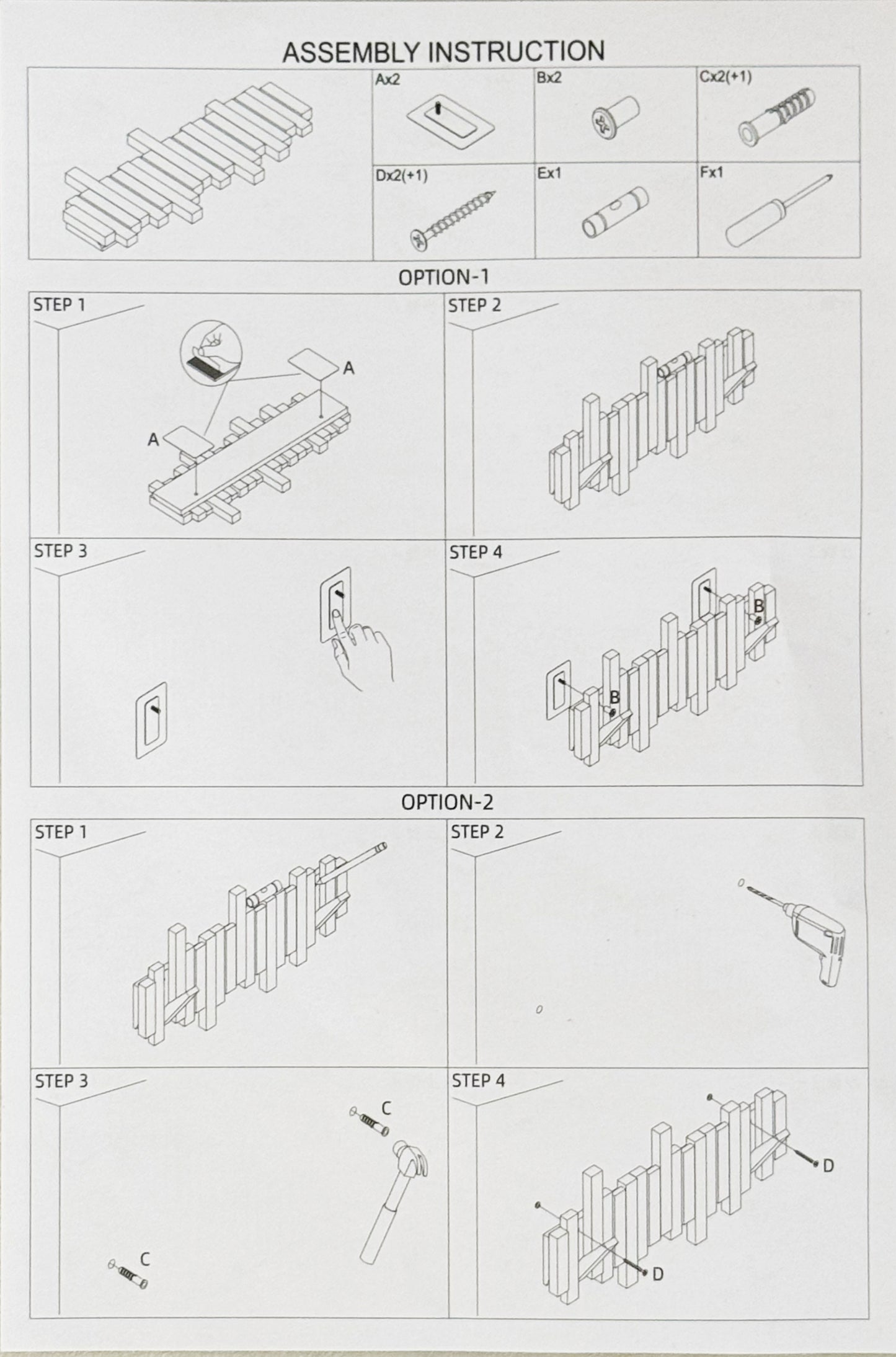Modern Folding Wooden Wall Hook Rack (3–12 Hooks)