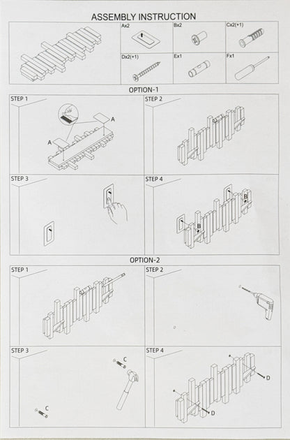 Modern Folding Wooden Wall Hook Rack (3–12 Hooks)