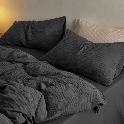 Soft Washed Cotton 4-Piece Bedding Set – Minimalist Solid Color