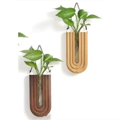 Wall-Mounted Wooden Vase Holder – Modern Minimalist Decor