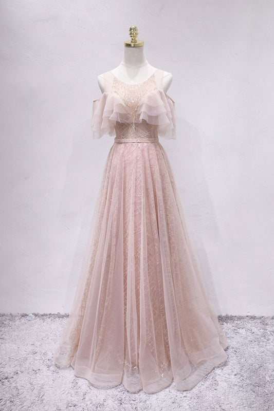 Unique tulle long prom dress, tulle long evening dress