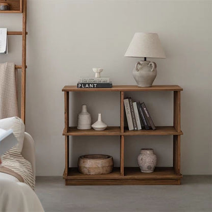 Modular Solid Wood Folding Bookshelf – 2-in-1 Transformable Display Rack & Room Divider