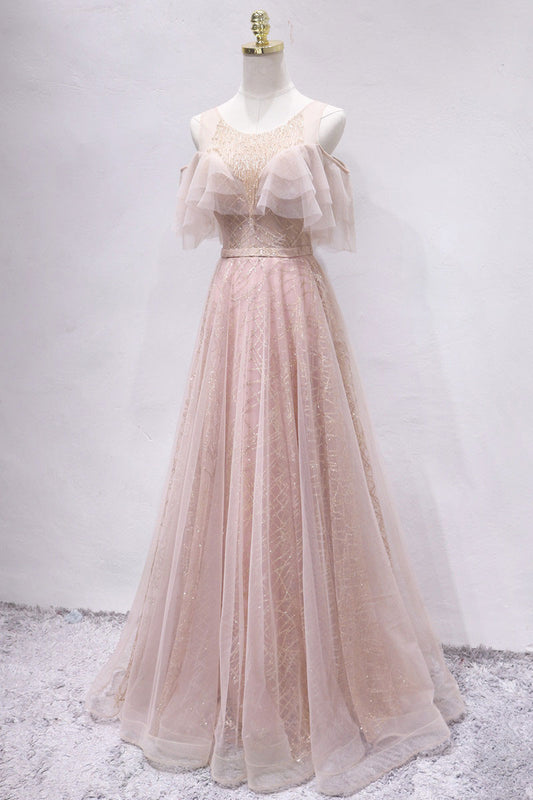 Unique tulle long prom dress, tulle long evening dress