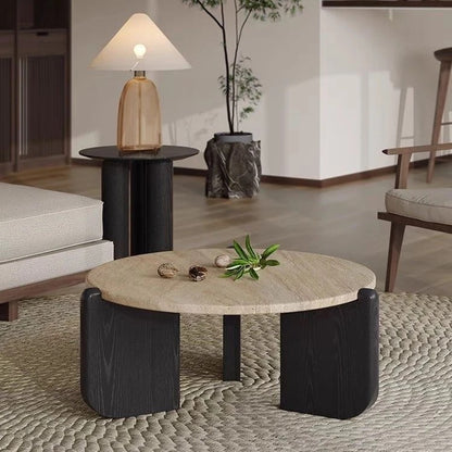 Solid Wood & Natural Stone Coffee Table
