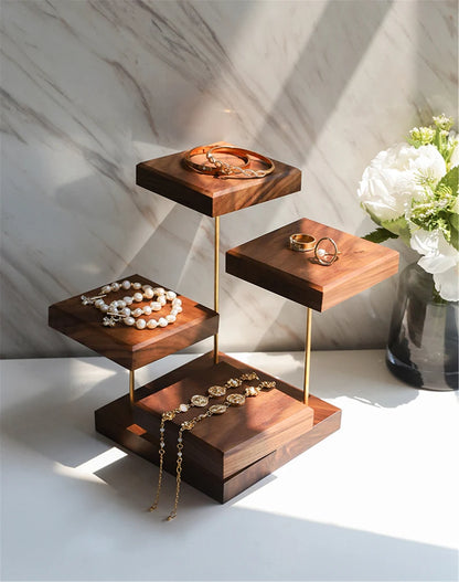 Wooden Jewelry Display Stand Set – Ring, Necklace, Earring Organizers for Retail & Home