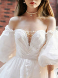 Cute white long sleeve taffeta short prom dress white evening dress