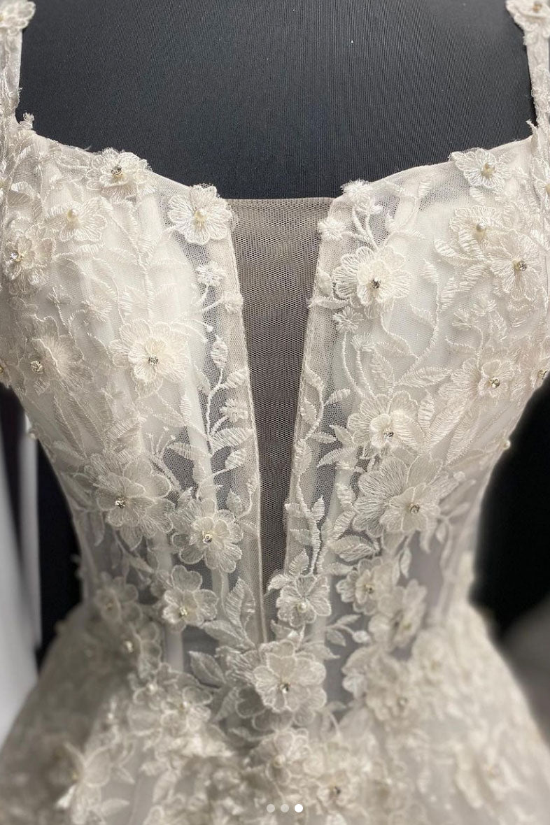 White tulle lace long prom dress white tulle formal dress