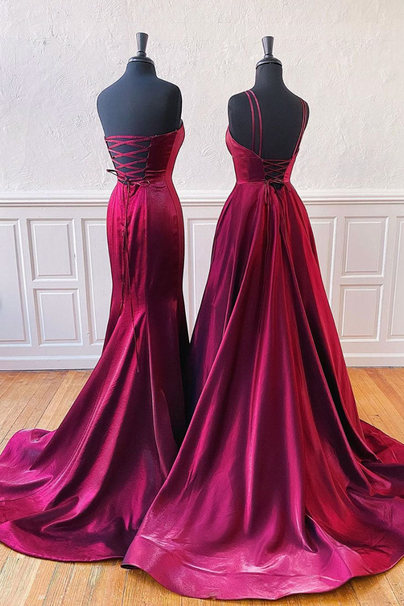 Simple satin long prom dress long evening dress