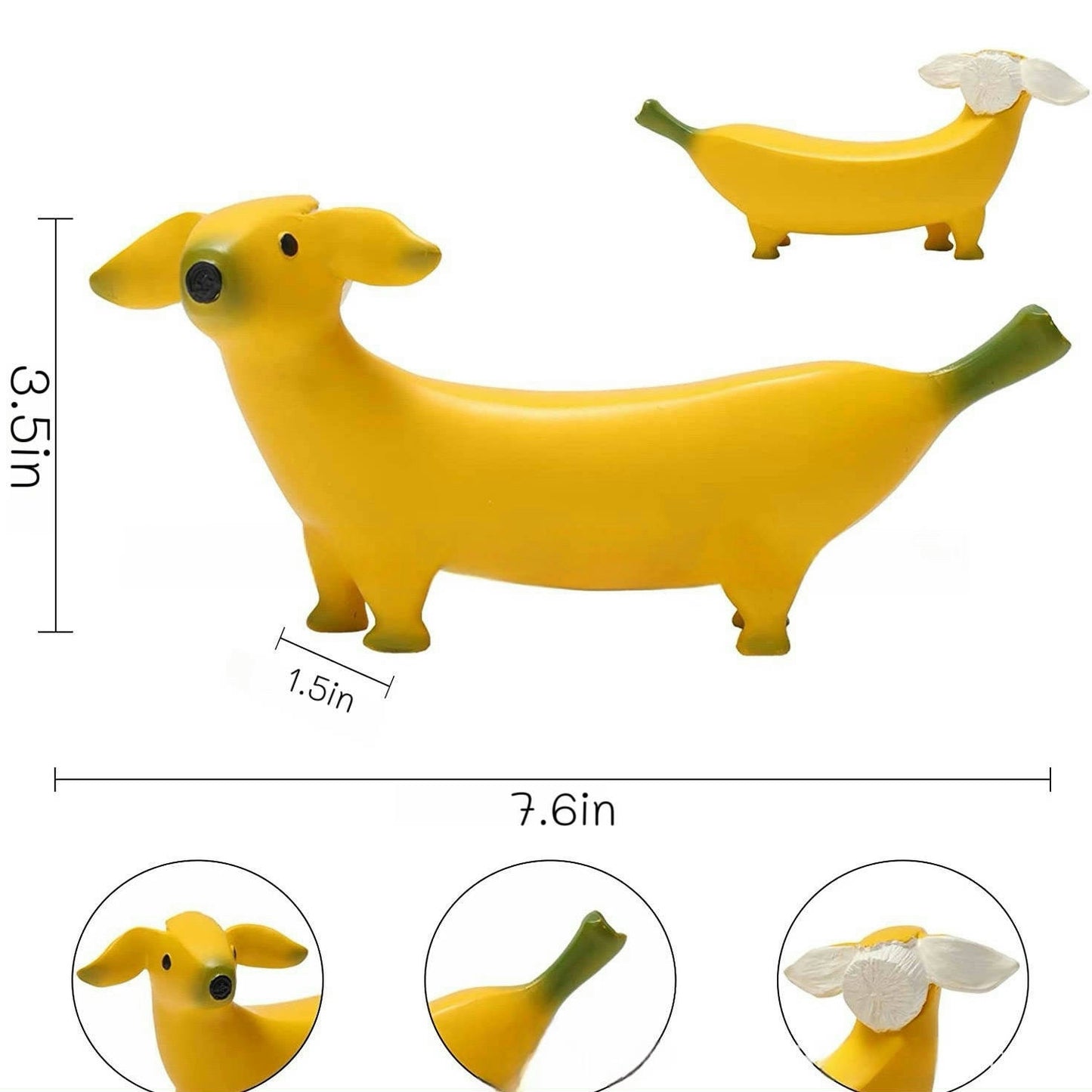 Banana Dog Resin Statue – Whimsical Dachshund Fruit Sculpture for Home, Garden, or Office Decor