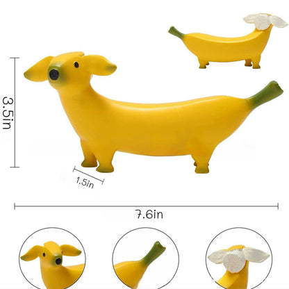 Banana Dog Resin Statue – Whimsical Dachshund Fruit Sculpture for Home, Garden, or Office Decor