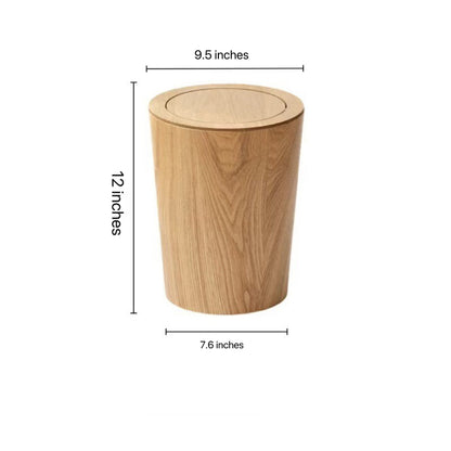 Wooden-Style Trash Bin with Optional Rotating Lid – Modern & Functional Design