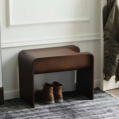 C-Shaped Convertible Wood Side Table With Storage