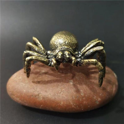 Mini Brass Spider Figurine – Collectible Desk Accent & Paperweight