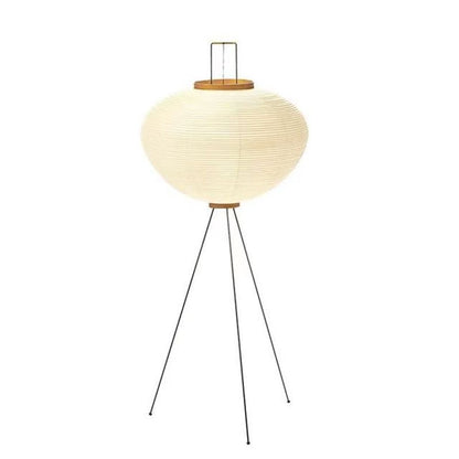 Japanese Wabi-Sabi Style Rice Paper Round Floor Lantern Lamp