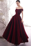 Simple burgundy long prom dress burgundy formal dress