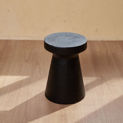 Sculptural Charred Wood Coffee Tables & Stools – Sustainable Café Decor