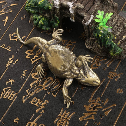 Vintage Brass Lizard Figurine – Handcrafted Desk Decor & Good Luck Symbol