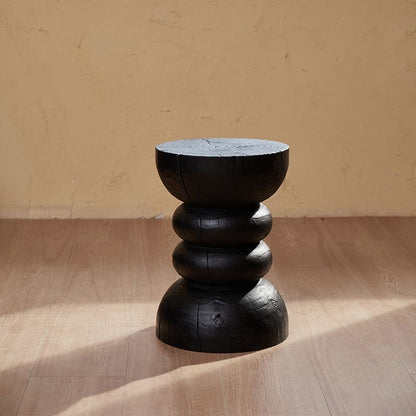 Sculptural Charred Wood Coffee Tables & Stools – Sustainable Café Decor