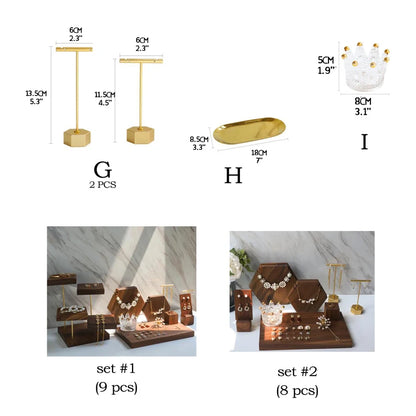 Wooden Jewelry Display Stand Set – Ring, Necklace, Earring Organizers for Retail & Home