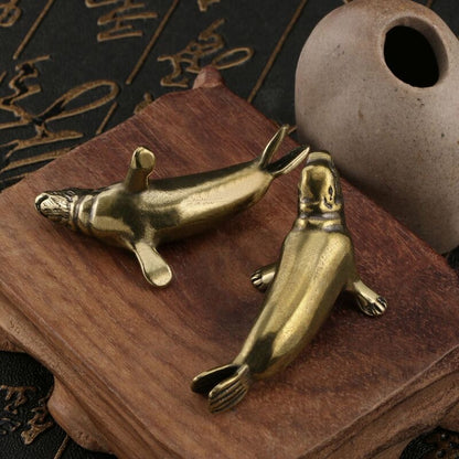 Mini Brass Seal Figurine – Handcrafted Collectible Desk Ornament