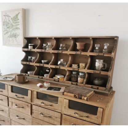 Vintage Wooden Wall Cubby Shelf Organizer – Rustic Display & Storage