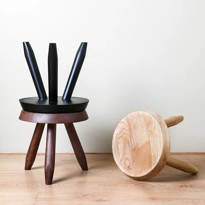Handcrafted Solid Wood Tripod Stool – Charlotte Perriand–Inspired